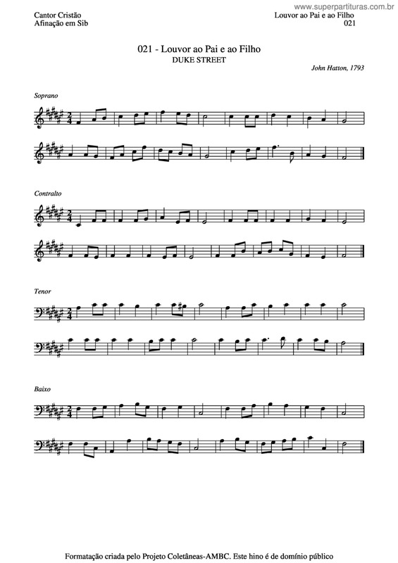 Partitura da música Louvor Ao Pai E Ao Filho v.3