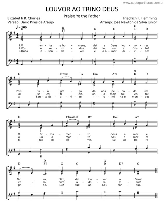 Partitura da música Louvor Ao Trino Deus v.4