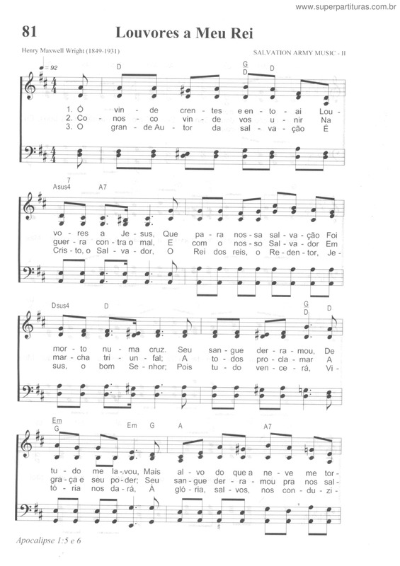 Partitura da música Louvores A Meu Rei