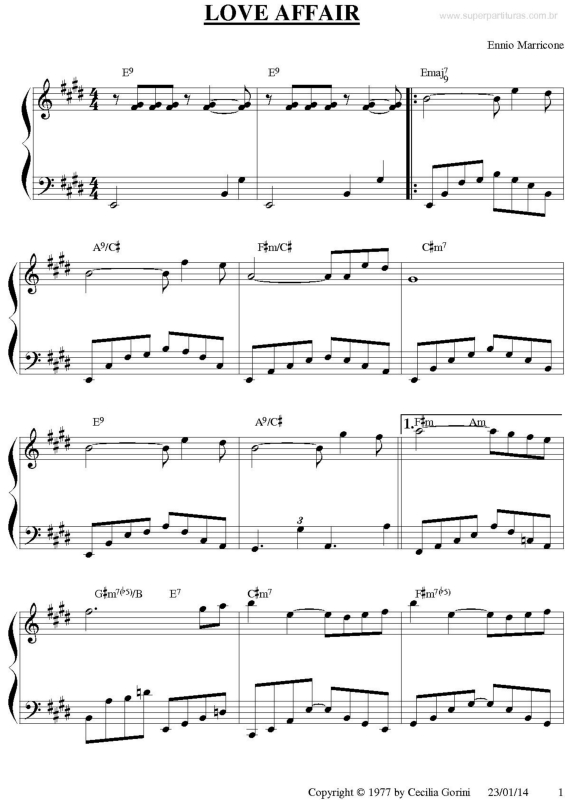 Partitura da música Love Affair