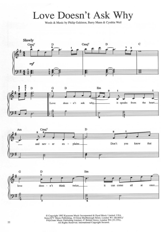 Partitura da música Love Doesn`t Ask Why