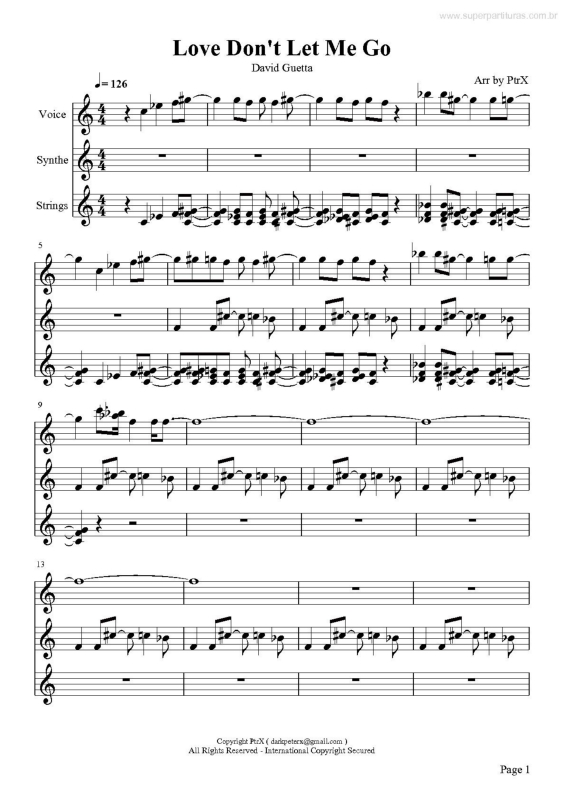 Partitura da música Love Don`t Let Me Go