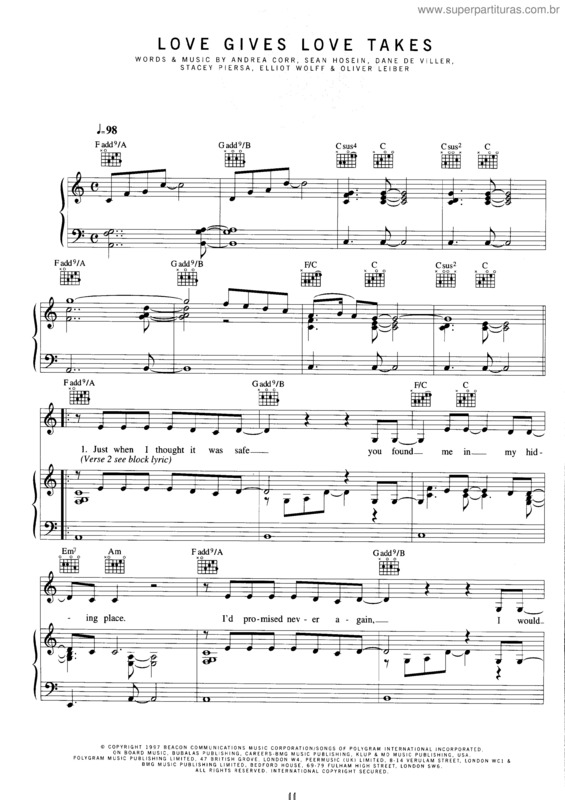 Partitura da música Love Gives Love Takes