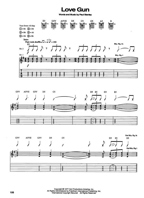 Partitura da música Love Gun v.2