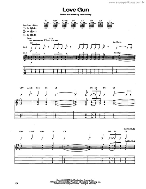 Partitura da música Love gun