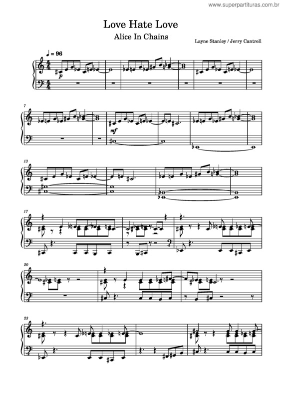 Partitura da música Love Hate Love – Alice In Chains