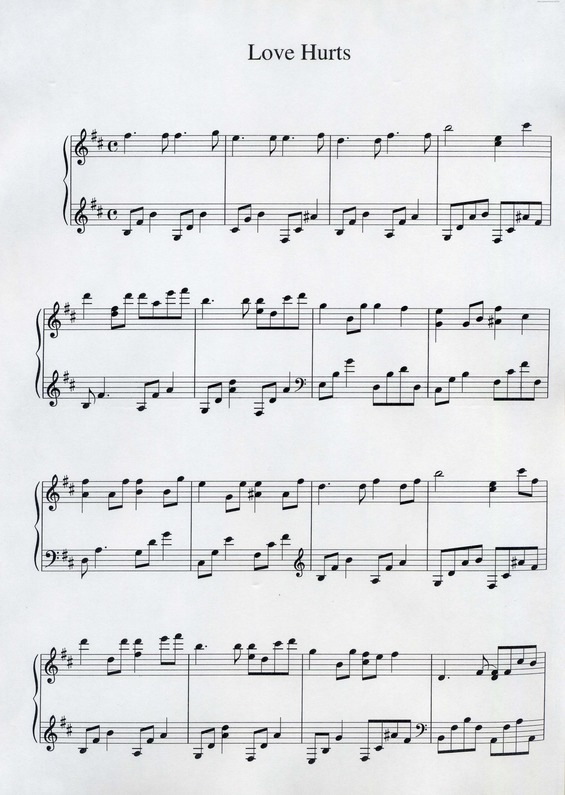 Partitura da música Love Hurts v.2