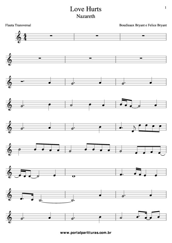 Partitura da música Love Hurts v.4