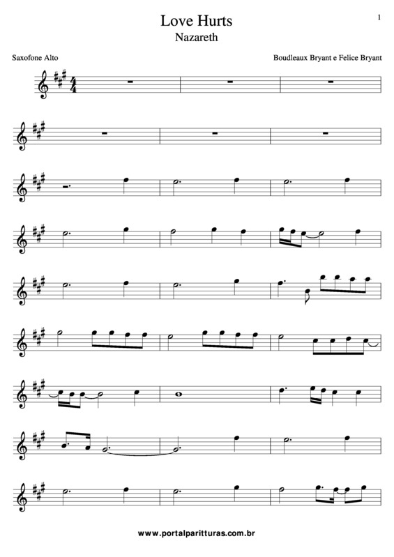 Partitura da música Love Hurts v.5