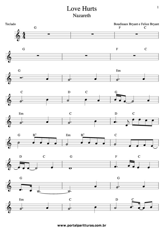 Partitura da música Love Hurts v.7