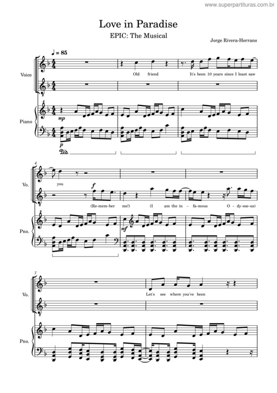 Partitura da música Love In Paradise – Epic: The Musical