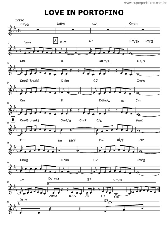 Partitura da música Love In Portofino v.2