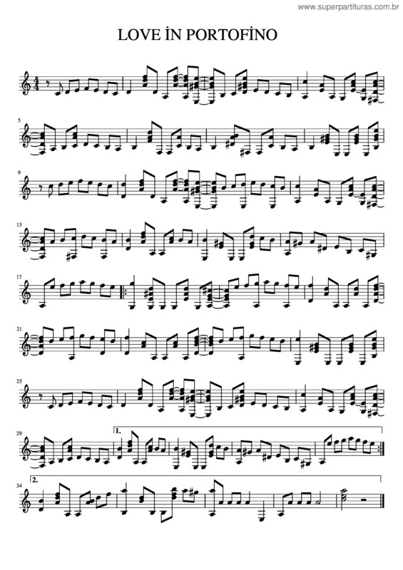 Partitura da música Love In Portofino v.3