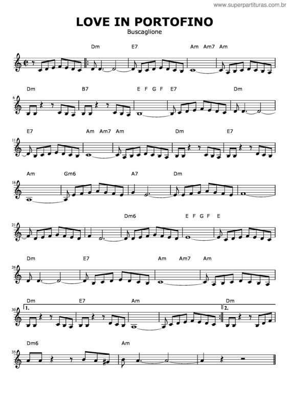 Partitura da música Love In Portofino