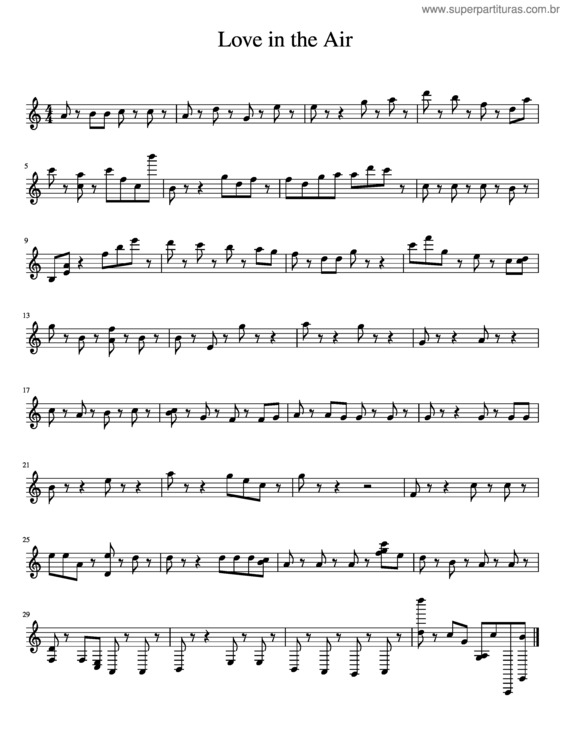 Partitura da música Love In The Air