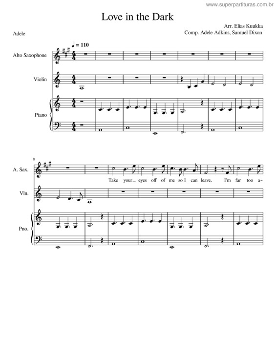 Partitura da música Love In The Dark – Adele v.2