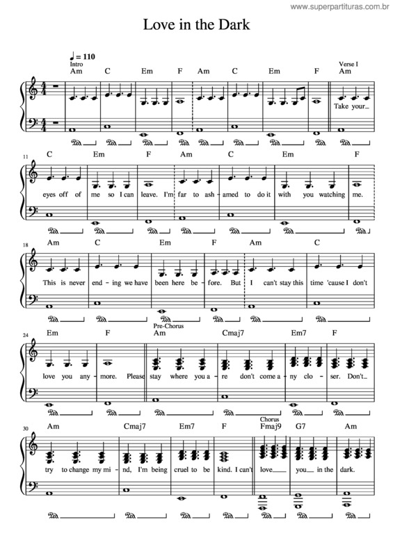 Partitura da música Love In The Dark – Adele