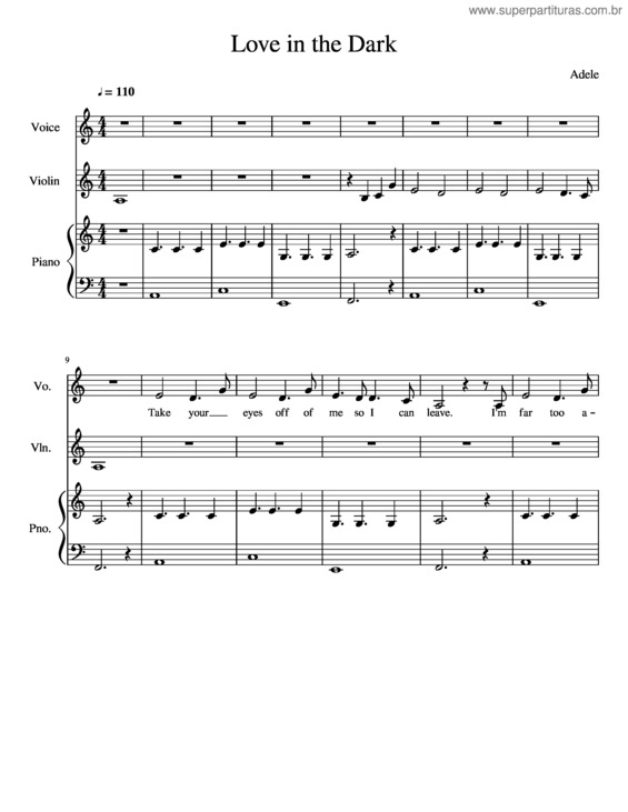 Partitura da música Love In The Dark v.2