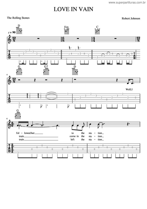 Partitura da música Love In Vain