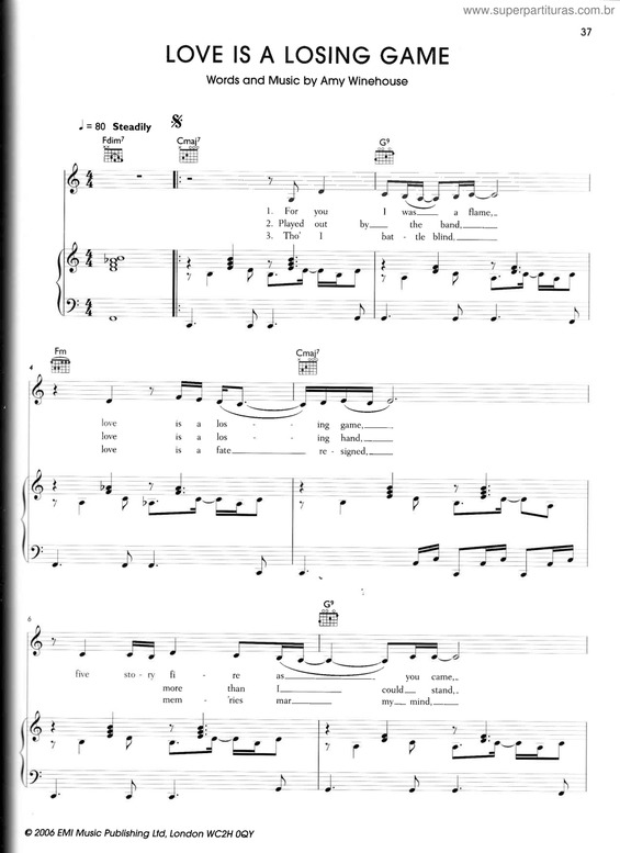 Partitura da música Love is a losing game