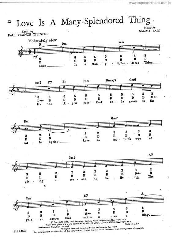 Partitura da música Love Is A Many-Splendored Thing v.3