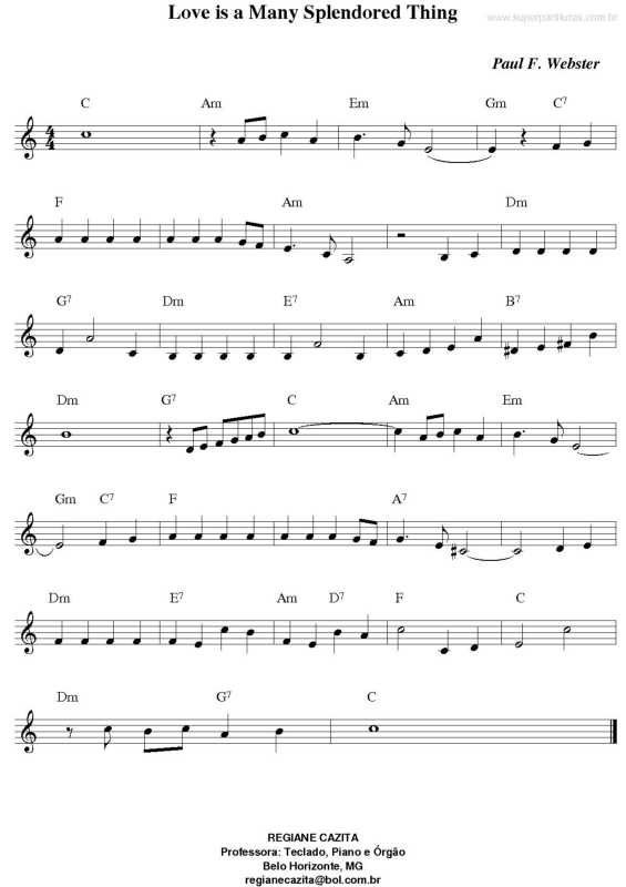 Partitura da música Love Is A Many Splendored Thing