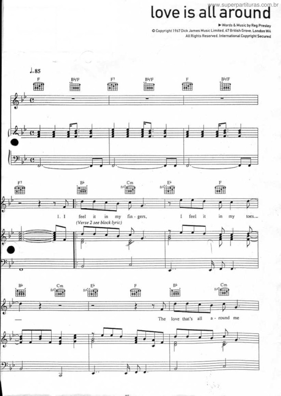 Partitura da música Love Is All Around v.2