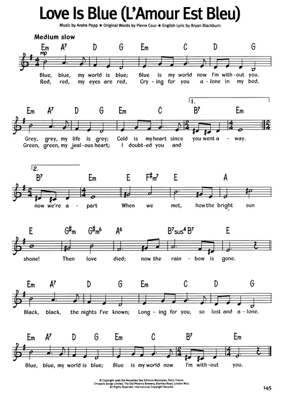 Partitura da música Love Is Blue (LAmour Est Bleu) v.2