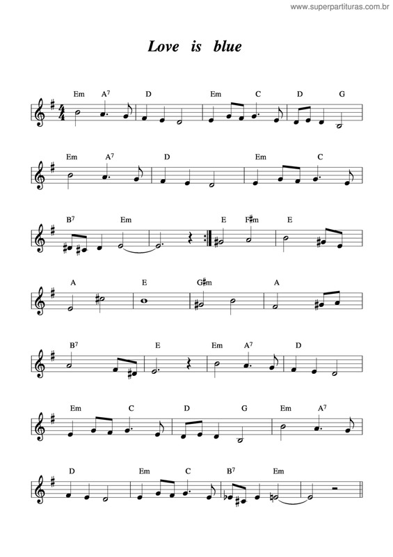 Partitura da música Love Is Blue v.3