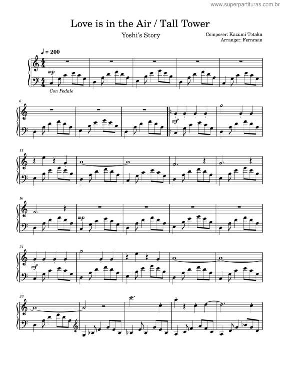 Partitura da música Love Is In The Air – Yoshi Story – Kazumi Totaka Yoshi`S Story – Love Is In The Air
