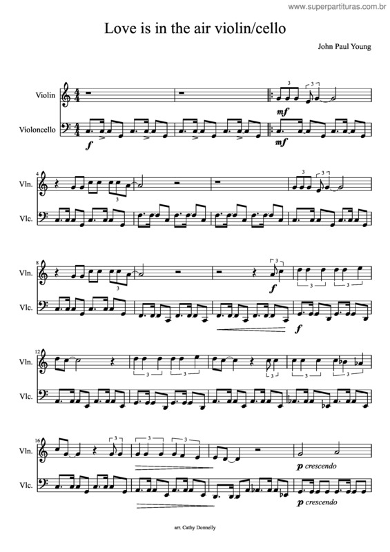 Partitura da música Love Is In The Air Violin/Cello
