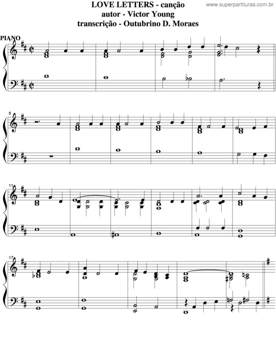 Partitura da música Love Letters