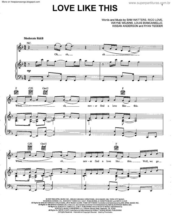 Partitura da música Love Like This