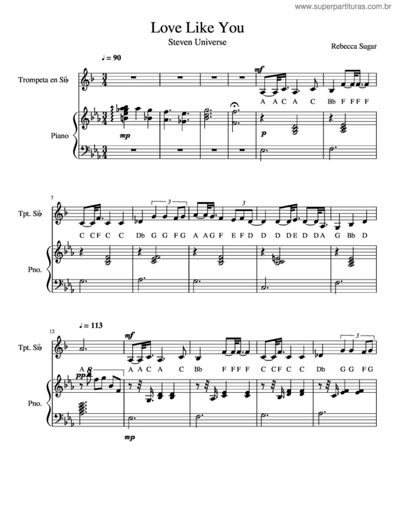 Partitura da música Love Like You – Trumpet & Piano