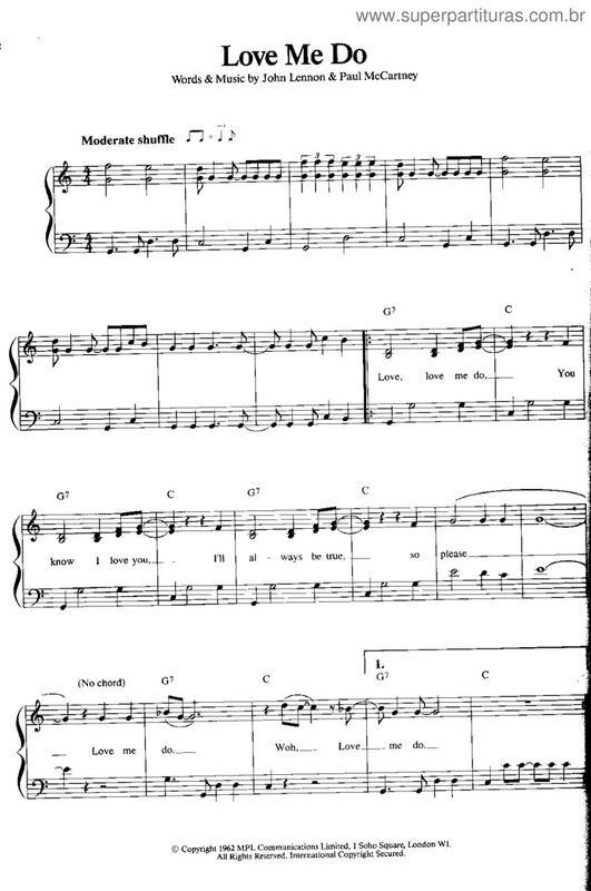 Partitura da música Love Me Do v.3