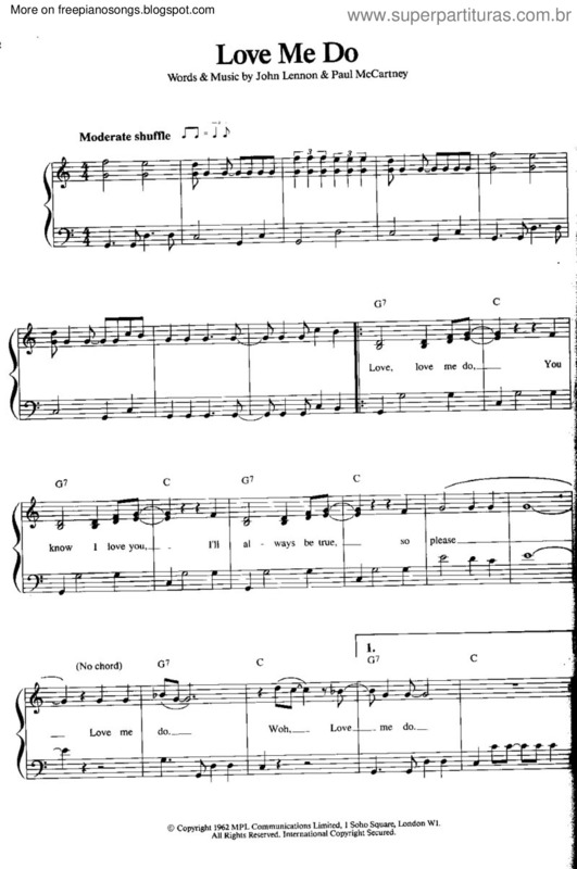 Partitura da música Love Me Do v.5