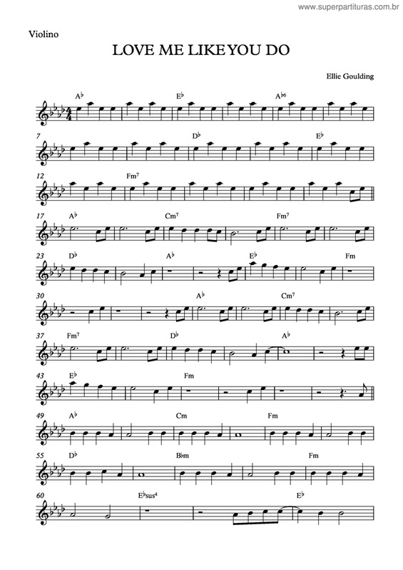 Partitura da música Love Me Like You Do v.3