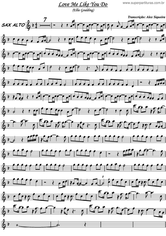 Partitura da música Love Me Like You Do v.5