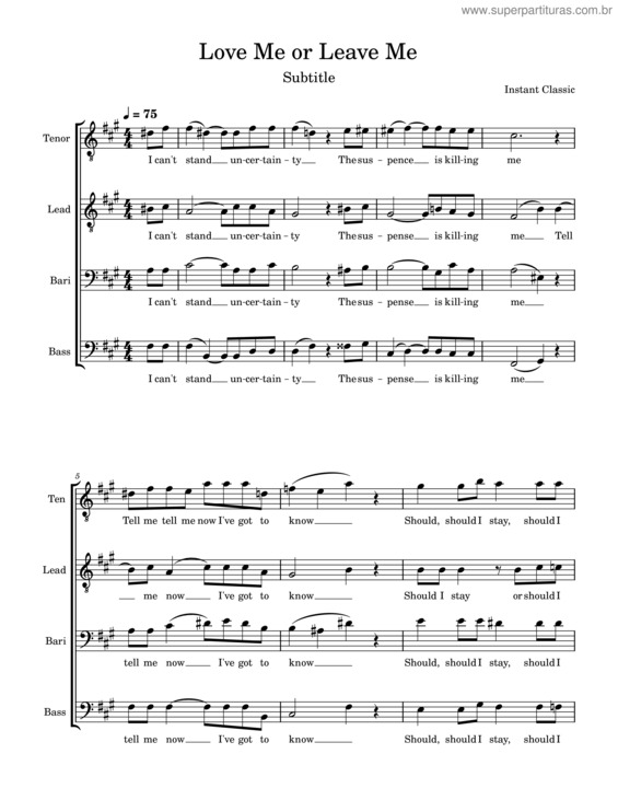 Partitura da música Love Me Or Leave Me v.2