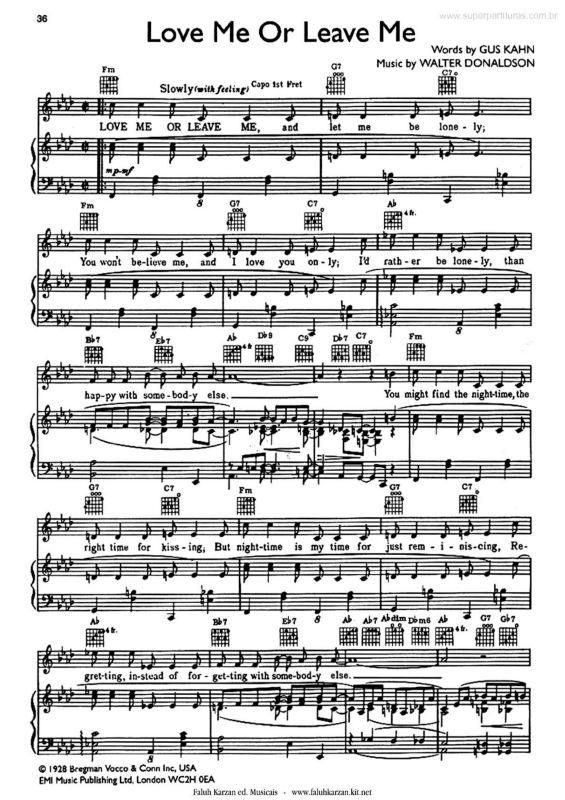 Partitura da música Love Me or Leave Me