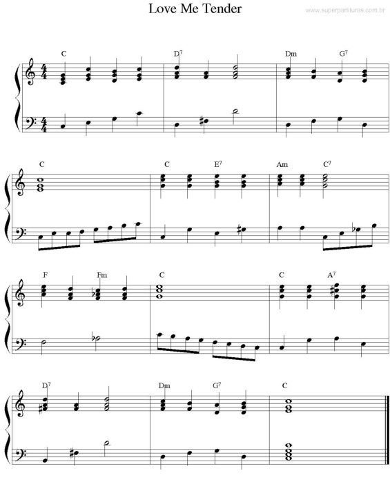 Partitura da música Love Me Tender v.2