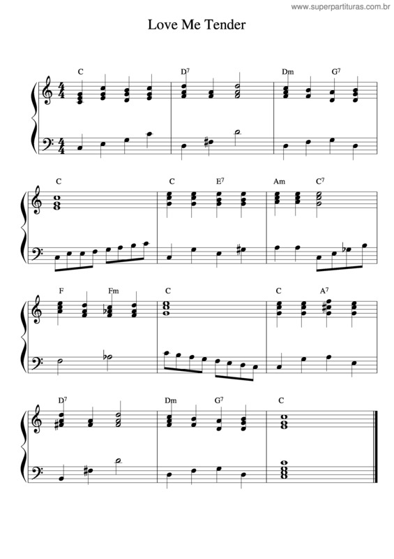 Partitura da música Love Me Tender v.7