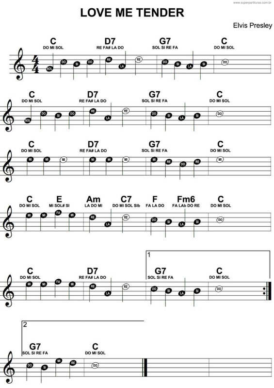 Partitura da música Love Me Tender v.9