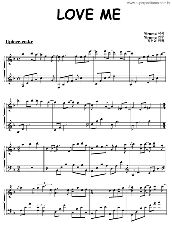 Partitura da música Love Me v.2