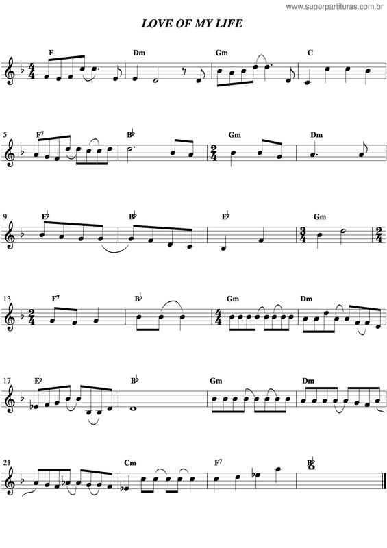 Partitura da música Love Of My Life v.10