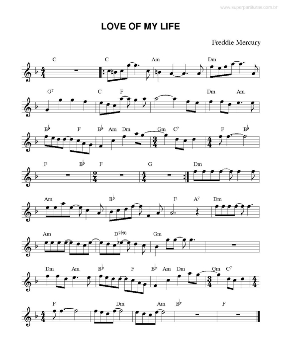 Partitura da música Love of my life v.3