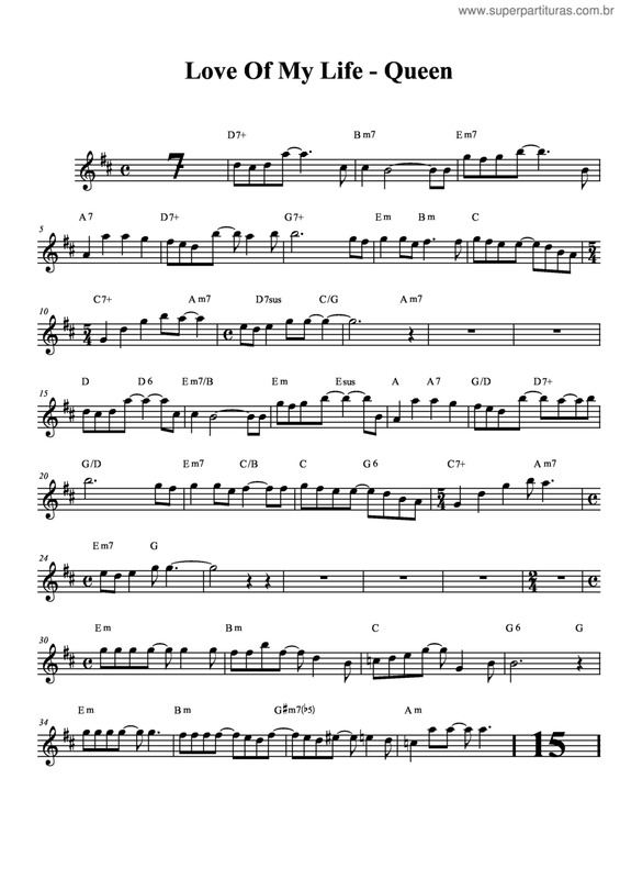 Partitura da música Love Of My Life v.9