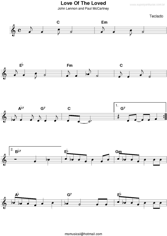 Partitura da música Love Of The Loved v.2