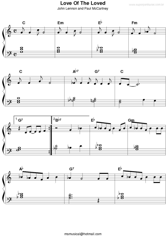 Partitura da música Love Of The Loved