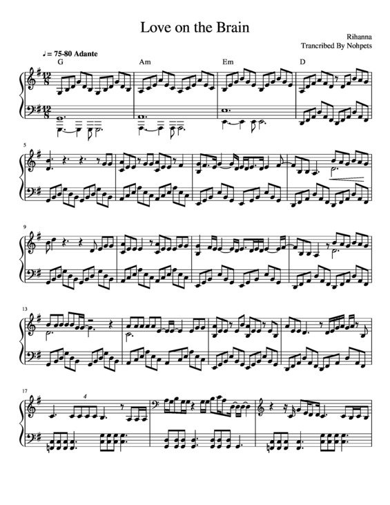 Partitura da música Love on the brain